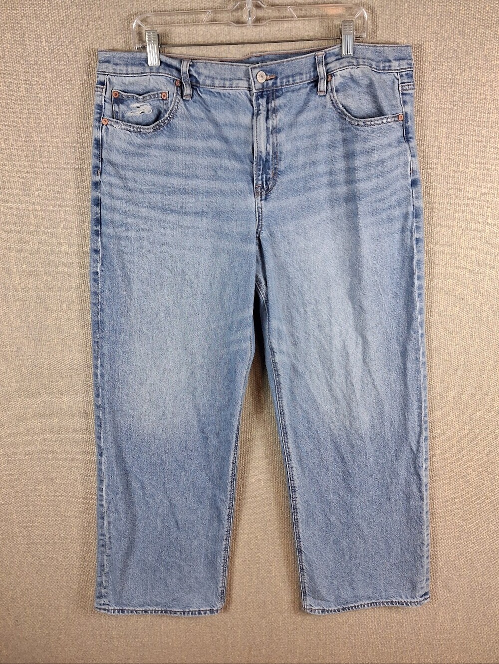 American Eagle Stovepipe Jeans Womens Size 16 Long Blue Light Wash Straight Leg